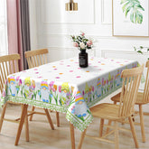Aperturee - Lovely Dwarfs Pattern White Christmas Tablecloth